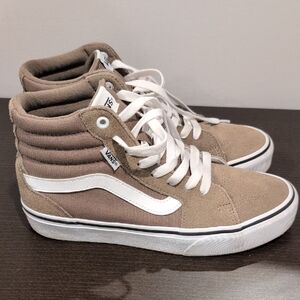 Vans Suede High-Tops in Tan and White
